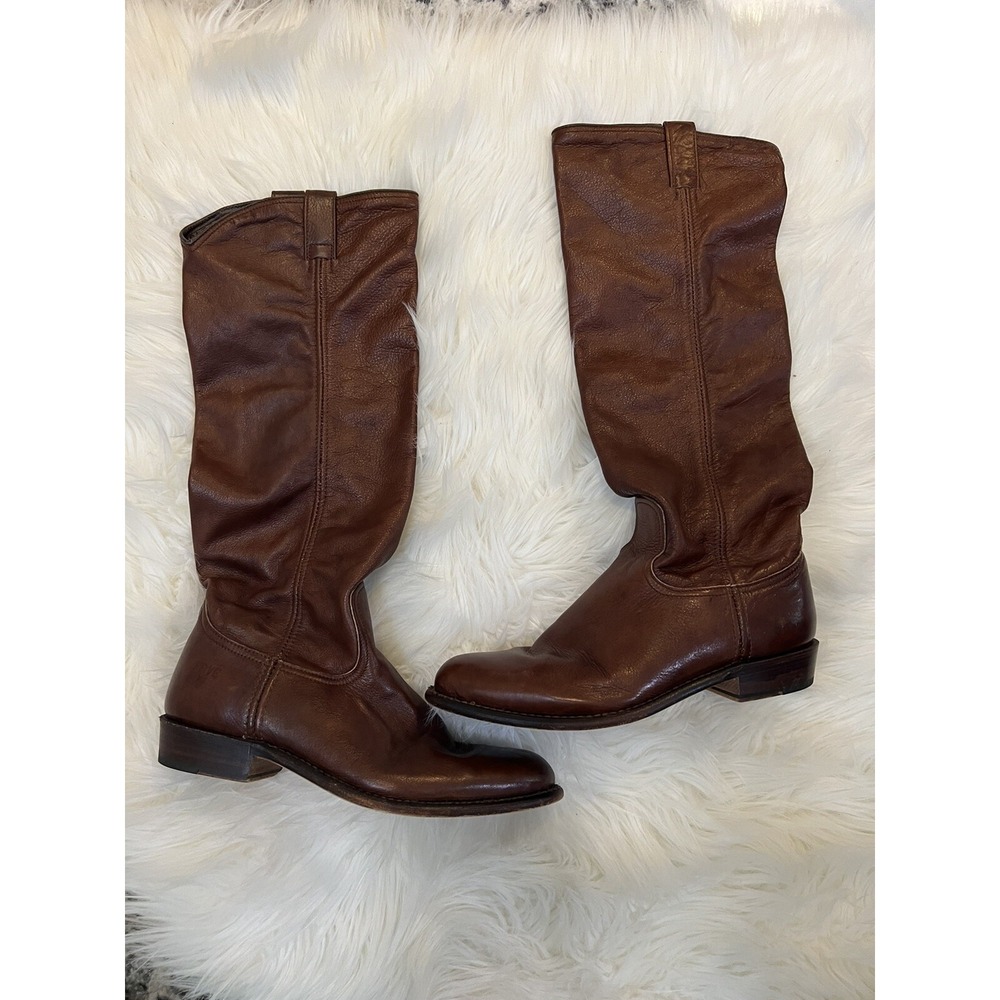 Frye 77070 Dorado Brown Leather Riding Motorcycle Boots Womens 8.5